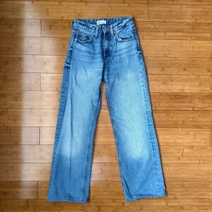 Zara Preowned Full Length TRF Mid-Rise Wide Leg Jeans